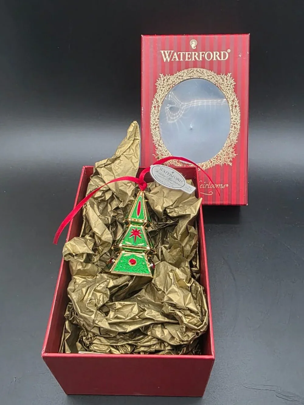 Waterford Holiday Heirlooms Green metal Christmas Tree Decorative Ornament